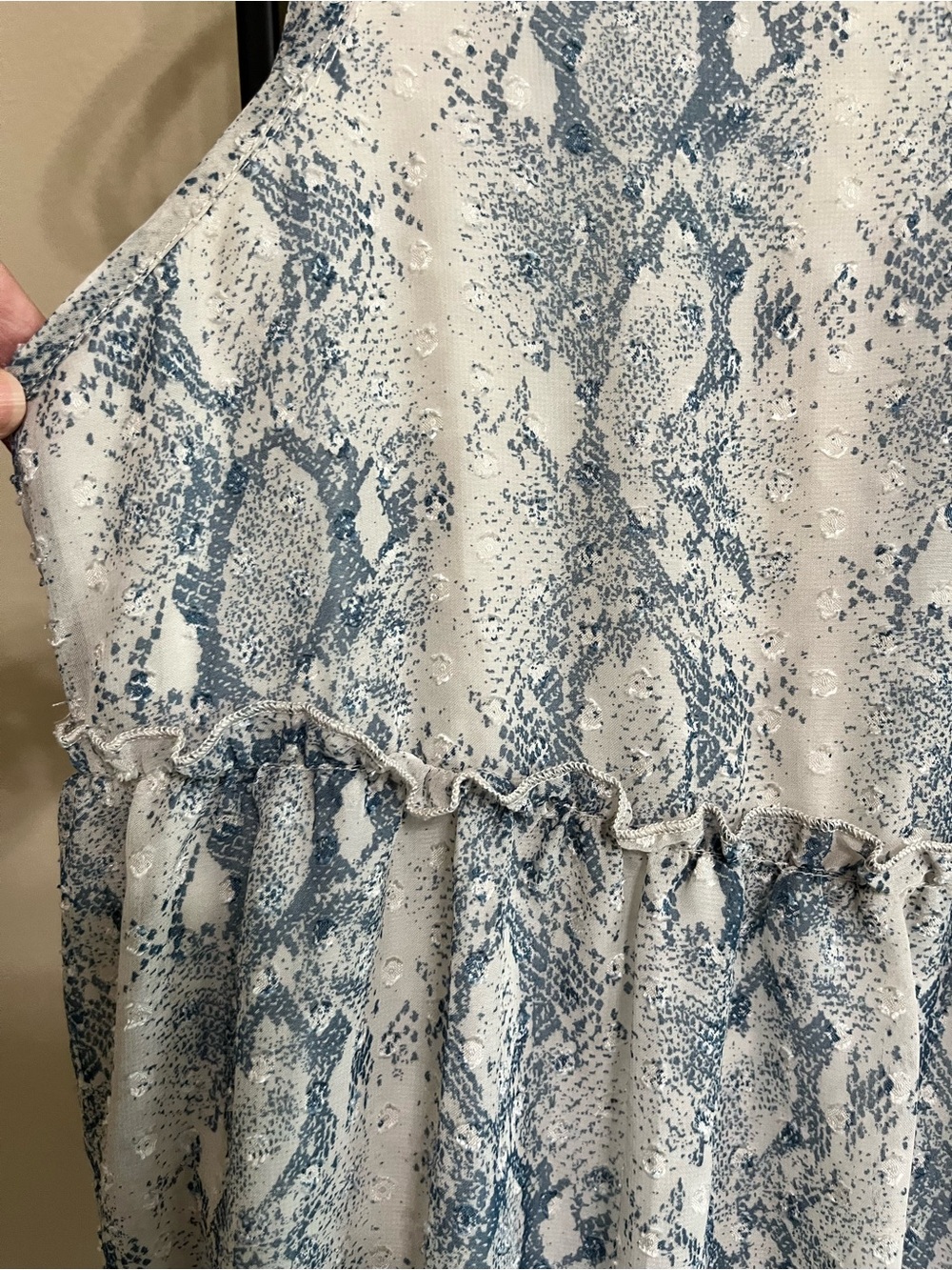 Altar'd State Snakeskin Animal Print Ruffle Tiered Dress Large L Feminine Pastel - Picture 7 of 10